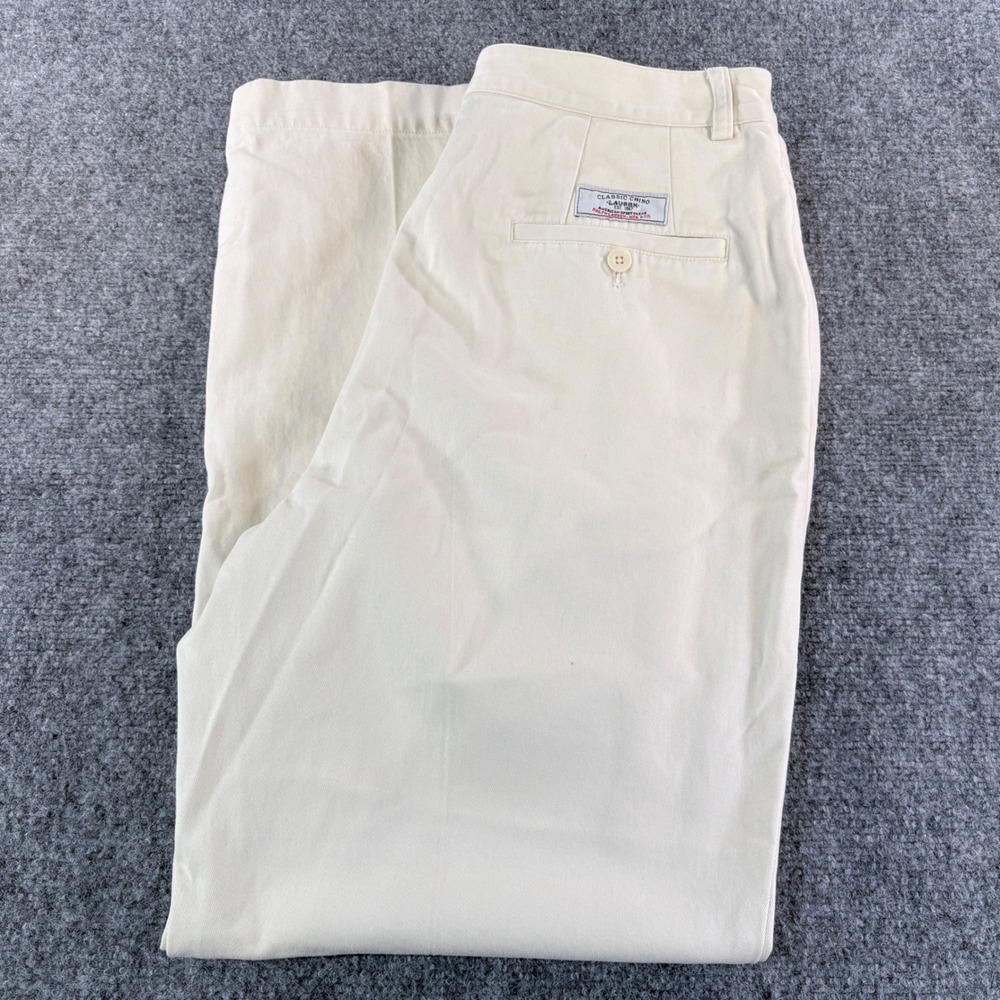 Lauren Ralph Lauren Womens 14W Classic Chino Pants Cream Cotton Straight Leg NEW